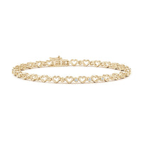 Three Stone Diamond And Heart Stackable Bracelet