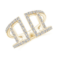 Open Rectangle Geometric Pavé Diamond Fashion Ring