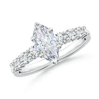 Marquise Lab Grown Diamond Engagement Ring with Diamond Shoulders in Yellow Gold