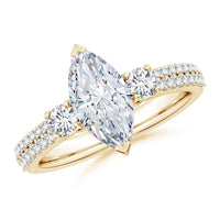 Lab-Grown Marquise Diamond Side Stone Knife-Edge Shank Engagement Ring