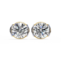 Aurelia Round Brilliant-Cut Diamond Bezel Stud Earrings ✨