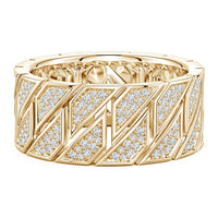 Pave-Set Lab-Grown Diamond Men's Octagon-Shaped Link Ring