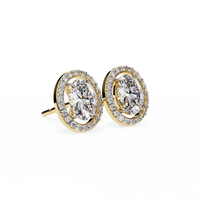Oval Diamond Halo Stud Earrings – Elegant Double Halo Gold Earrings