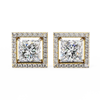 Aurelia Princess-Cut Diamond Halo Stud Earrings ✨