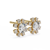 Radiant Diamond Burst Cluster Stud Earrings in Gold