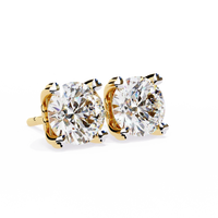 Heart-Accent Square Brilliant Diamond Stud Earrings