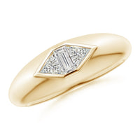 Bezel-Set Triangle And Baguette Diamond Signet Ring