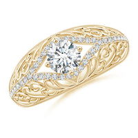 Ornate Vintage Diamond Filigree Engagement Ring