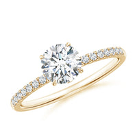 Round Brilliant Lab Grown Diamond Pavé Shoulder Engagement Ring