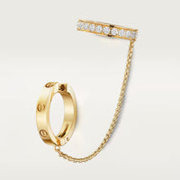 Screw Motif Diamond Ear Cuff with Chain