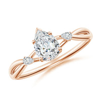 Three-Stone Pear Lab Grown Diamond Twisted Shank Engagement & Wedding Ring