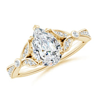 Celestial Pear Diamond Leaf Accent Engagement Ring