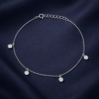 Celestial Sparkle Station Diamond Anklet in 925 Sterling Silver