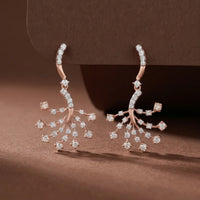 925 Sterling Silver Rose Gold Diamond Branch Drop Earrings | Elegant Statement Earrings for Women