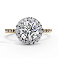 Gold Diamond Halo Engagement Ring for Women