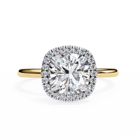 Gold Round Cut Halo Diamond Ring for Women- Gold Ring