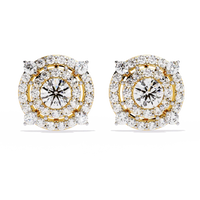 Round-Cut Diamond Double Halo Stud Earrings