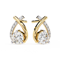 Elegant Diamond Crossover Drop Earrings in Gold