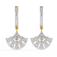 Diamond Fan-Shaped Drop Hoop Earrings