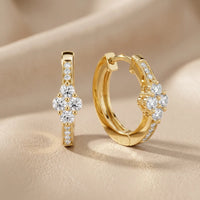 Iris Cluster Round Diamond Huggie Hoop Earrings