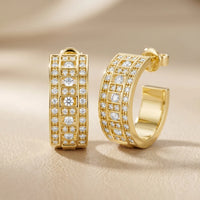 Luna Cluster Round Diamond Hoop Earrings