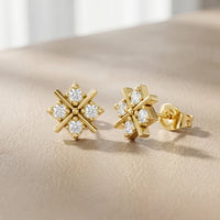 Quadra Star Round Diamond Earrings