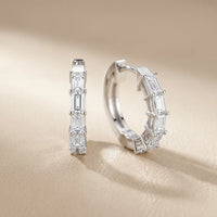 Deco Orbit Emerald Diamond Hoop Earrings