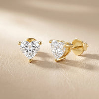 Iris Three-Prong Heart Diamond Earrings