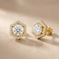 Meridian Hex Round Diamond Earrings