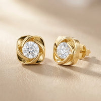 Meridian Swirl Round Diamond Earrings
