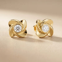 Petal Bezel Round Diamond Earrings
