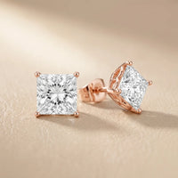 Classic Four-Prong Princess Diamond Earrings