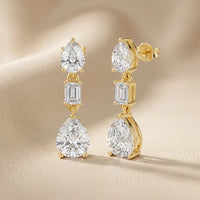 Celeste Emerald & Pear Diamond Drop Earrings