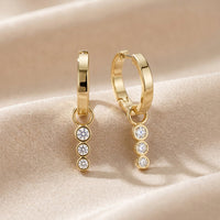 Wave Bezel Round Diamond Drop Earrings