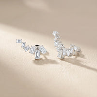 Structured Cascade Emerald Diamond Climber Earrings