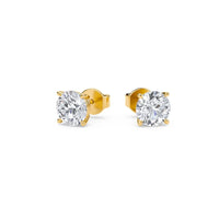 Classic Round Diamond Stud Earrings in Gold ✨