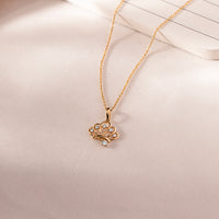 Corona — Yellow Gold Open Crown Diamond Pendant Necklace