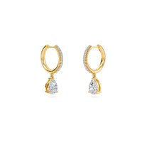Pear-Shaped Diamond Drop Huggie Earrings in Gold
