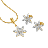 Blossom Radiance Diamond Flower Pendant & Stud Earrings Set