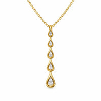 Graduated Pear Cut Diamond Drop Pendant Necklace for Women 925 Sterling Silver