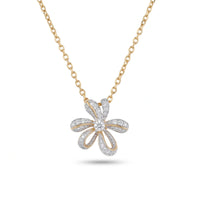 Elegant Two-Tone Flower CZ Pendant with 925 Silver Chain