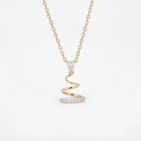 Graceful Swirl Diamond Pendant with 925 Sterling Silver Chain