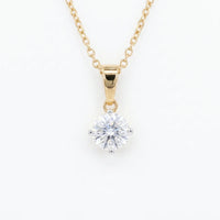 Minimalist Round Solitaire Diamond Look Pendant in 925 Sterling Silver