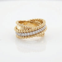 Sterling Silver Beaded Wrap Ring with Round Lab-Grown Diamonds