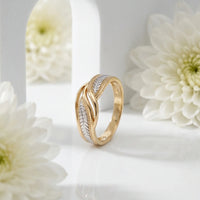 Infinity Leaf Two-Tone 925 Sterling Silver Band Ring