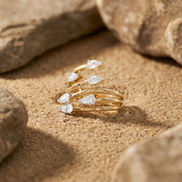 925 Sterling Silver Open Wrap Ring with Pear Cut Lab-Grown Diamonds