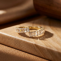 Emerald Cut Cubic Zirconia Open Bypass Ring in 925 Sterling Silver