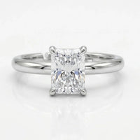 Radiant Cut Diamond Solitaire Ring in 925 Sterling Silver