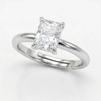 Radiant Cut Solitaire Engagement Ring in Sterling Silver