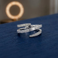 Triple-Band Baguette & Pavé Spiral Wrap Ring in Sterling Silver